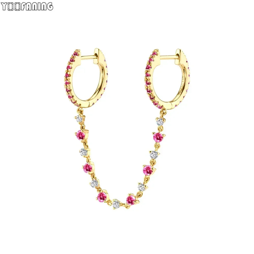 925 Sterling Silver Ear Needle Fashion Exquisite Hoop Earrings  Classic Rose Red Series Earrings for Women Patty Jewelry Gift