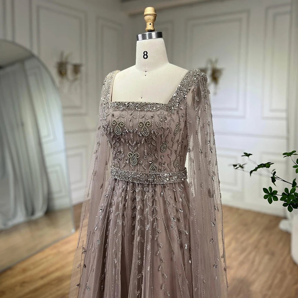 Serene Hill 2025 Customized Pink Elegant Mermaid Luxury Pearls Beaded Arabic Evening Dress Gown for Formal Occasion LA71803A