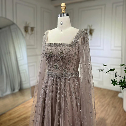 Serene Hill 2025 Customized Pink Elegant Mermaid Luxury Pearls Beaded Arabic Evening Dress Gown for Formal Occasion LA71803A