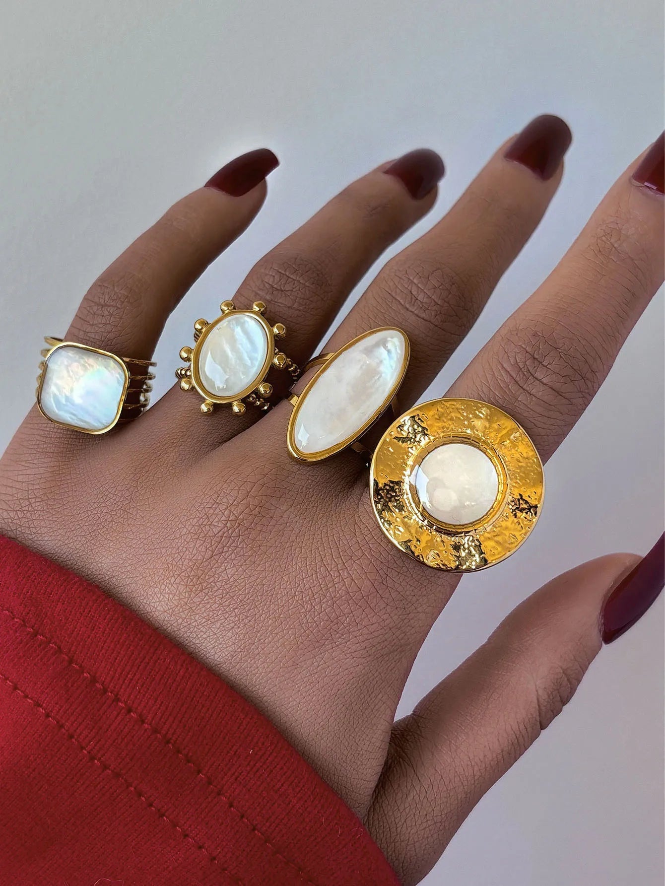 Fashion Shell Stainless Steel 18K Gold Plated Adjustable Opening Rings  for Women Engagement Party Gift Temperament Jewelry 2025