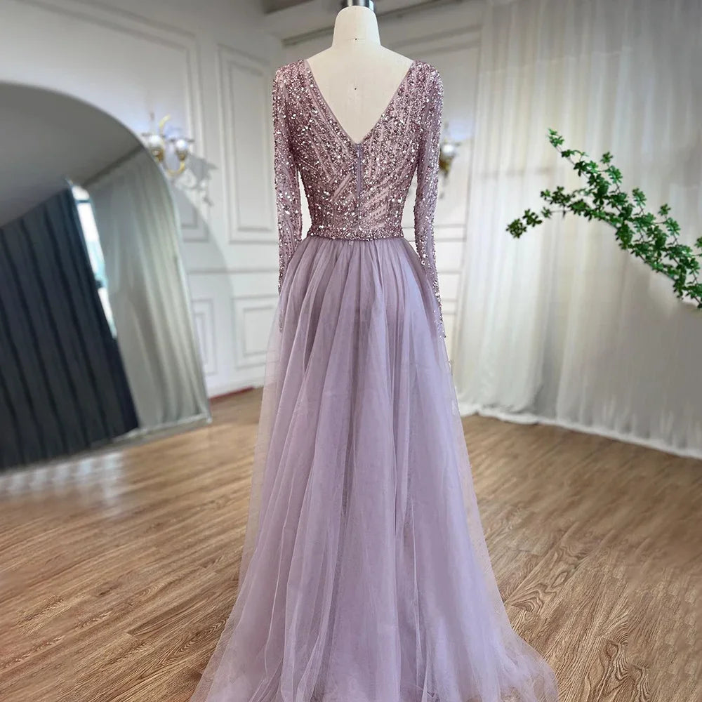 Serene Hill  Mermaid Beaded  Blue Muslim  Evening Dresses Gowns  with Detachable Skirt 2025  LA71750 Customized