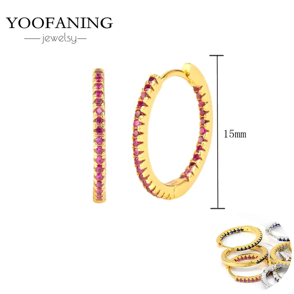 925 Sterling Silver Ear Needle Fashion Exquisite Hoop Earrings  Classic Rose Red Series Earrings for Women Patty Jewelry Gift