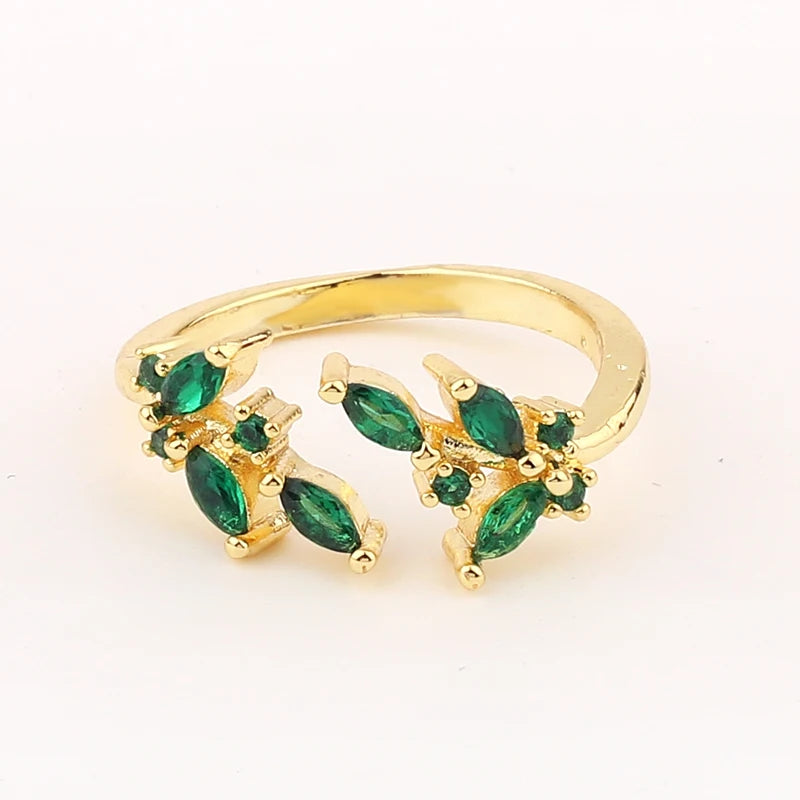 Fashion Green Cubic Zirconia 18K Gold Plated Emerald Crystal For Women Charm Bling Luxury CZ Zircon Jewelry New