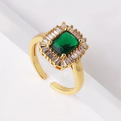 Fashion Green Cubic Zirconia 18K Gold Plated Emerald Crystal For Women Charm Bling Luxury CZ Zircon Jewelry New