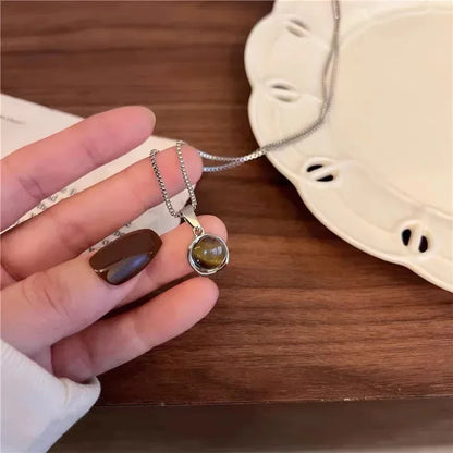 Fashion 925 Sterling Silver Round Zircon Necklace Minimalist Style Charm Choker Pendant Party Gift For Women's Fine Jewelry
