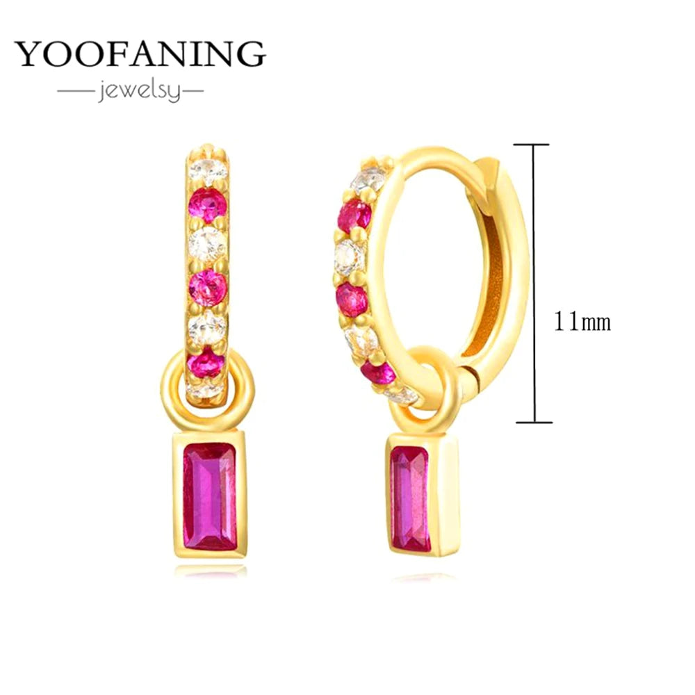 925 Sterling Silver Ear Needle Fashion Exquisite Hoop Earrings  Classic Rose Red Series Earrings for Women Patty Jewelry Gift