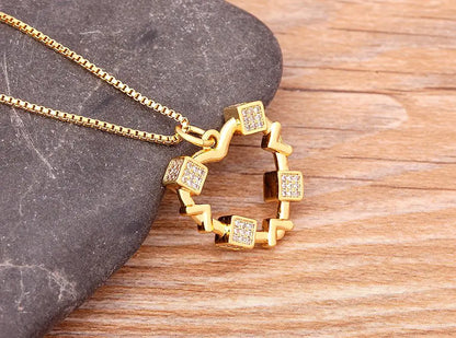 Nidin Romantic Simple Heart-shaped Necklaces Exquisite Crystal Zircon Pendant Gold Plated Clavicle Chain Women's Wedding Jewelry