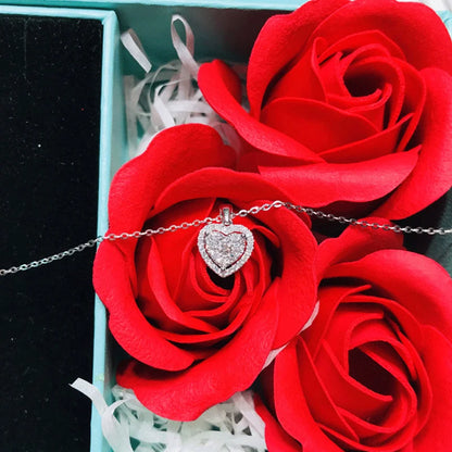 Light Luxury Zircon Heart Pendant Necklaces For Women Trendy Stainless Steel Chain Choker Necklace Bridal Wedding Jewelry Gift