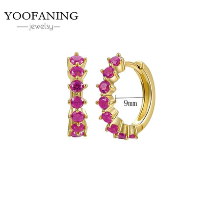 925 Sterling Silver Ear Needle Fashion Exquisite Hoop Earrings  Classic Rose Red Series Earrings for Women Patty Jewelry Gift