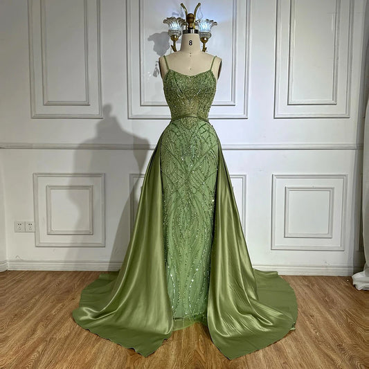 Sage Green Beaded Evening Dresses Gowns with Detachable Overskirt for Party LA72733A 2025 Customized Serene Hill