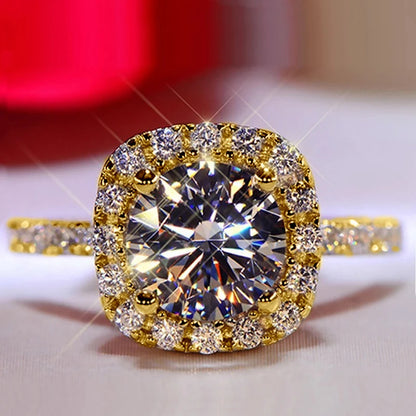 RAPRGOLD 2CT D Color Moissanite Ring s925 Sterling Silver Brilliant Diamond Halo Engagement Rings for Women Fine Jewelry Gifts