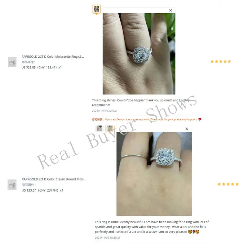 RAPRGOLD 2CT D Color Moissanite Ring s925 Sterling Silver Brilliant Diamond Halo Engagement Rings for Women Fine Jewelry Gifts