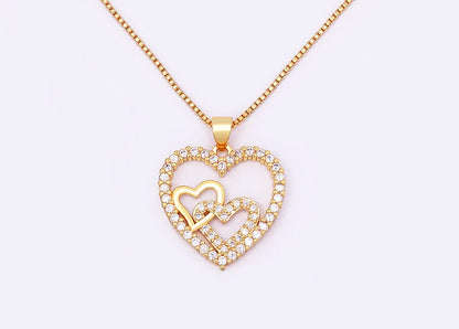 Nidin Romantic Simple Heart-shaped Necklaces Exquisite Crystal Zircon Pendant Gold Plated Clavicle Chain Women's Wedding Jewelry