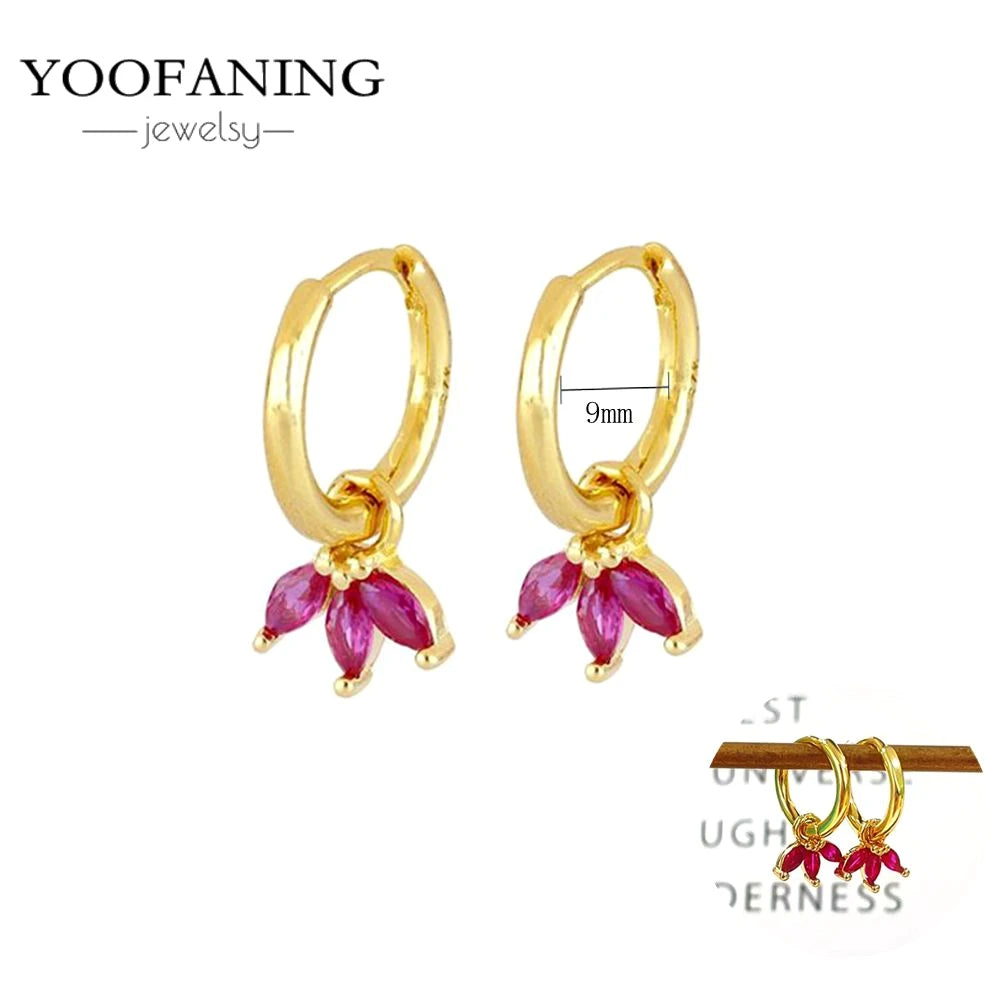 925 Sterling Silver Ear Needle Fashion Exquisite Hoop Earrings  Classic Rose Red Series Earrings for Women Patty Jewelry Gift