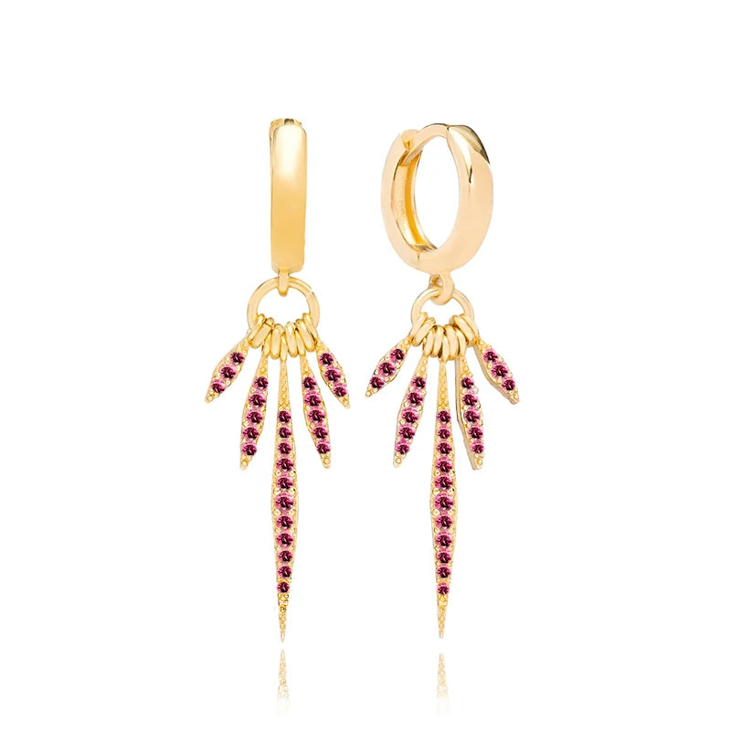 925 Sterling Silver Ear Needle Fashion Exquisite Hoop Earrings  Classic Rose Red Series Earrings for Women Patty Jewelry Gift