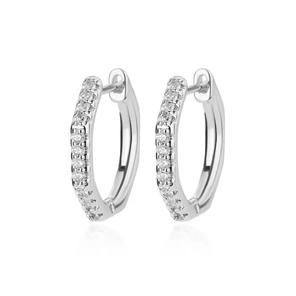 Zirconia Polygon Earrings for Women Stainless Steel Hoop Earrings 2024 Trend Femme Bling Luxury Wedding Jewelry aretes mujer