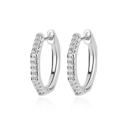Zirconia Polygon Earrings for Women Stainless Steel Hoop Earrings 2024 Trend Femme Bling Luxury Wedding Jewelry aretes mujer