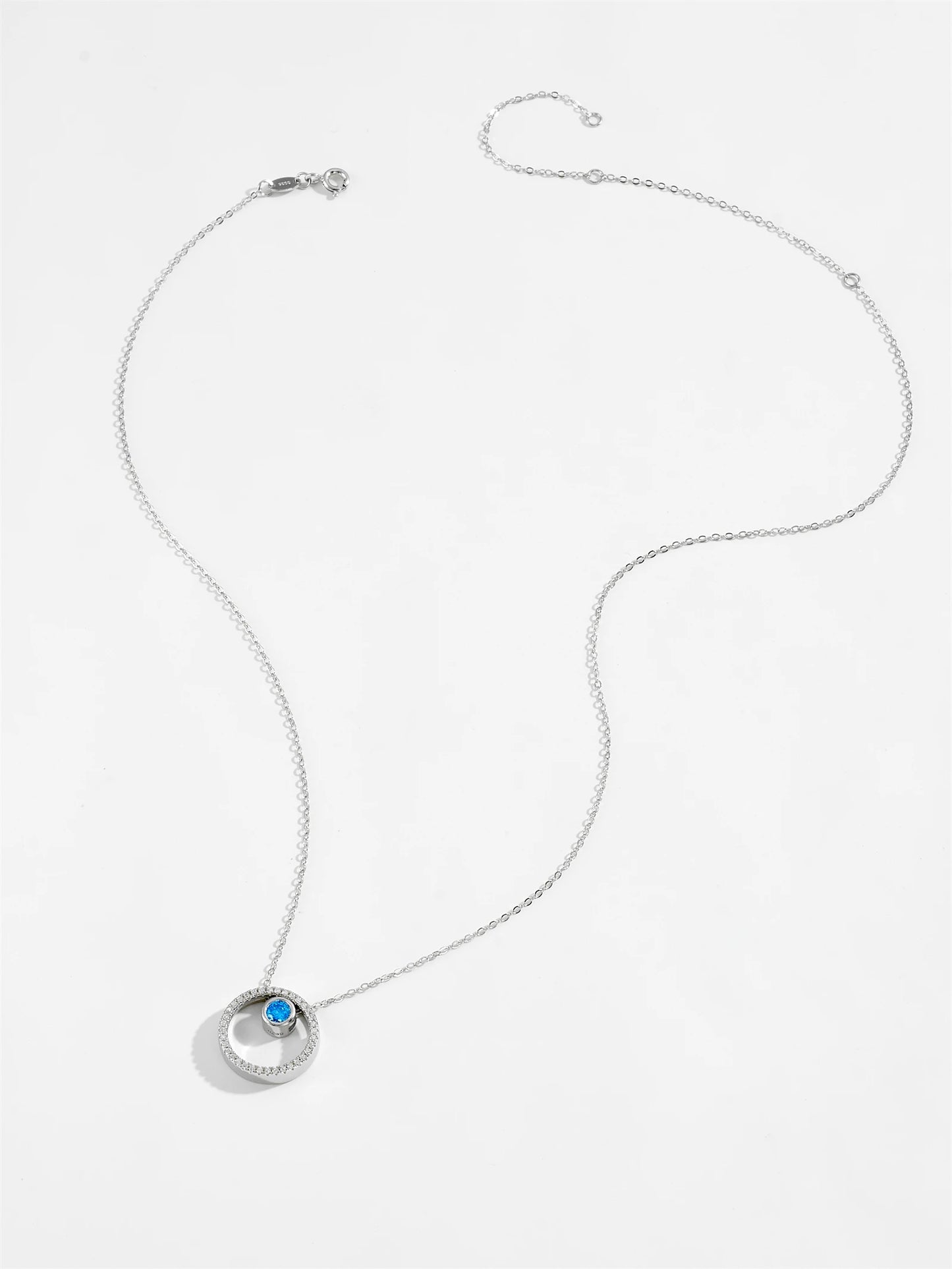 DPLAOPA 925 Sterling Silver Blue Crystal CZ Circle Pendant Zircon Move Triple In 3 Wearing Necklace Luxury Fine Jewelry
