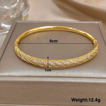 Luxury Twisted Micro Inlaid Zircon Cuff Bracelets for Women Fashion Gold Plated Copper Stacked Bangle Bracelet Jewelry Gifts