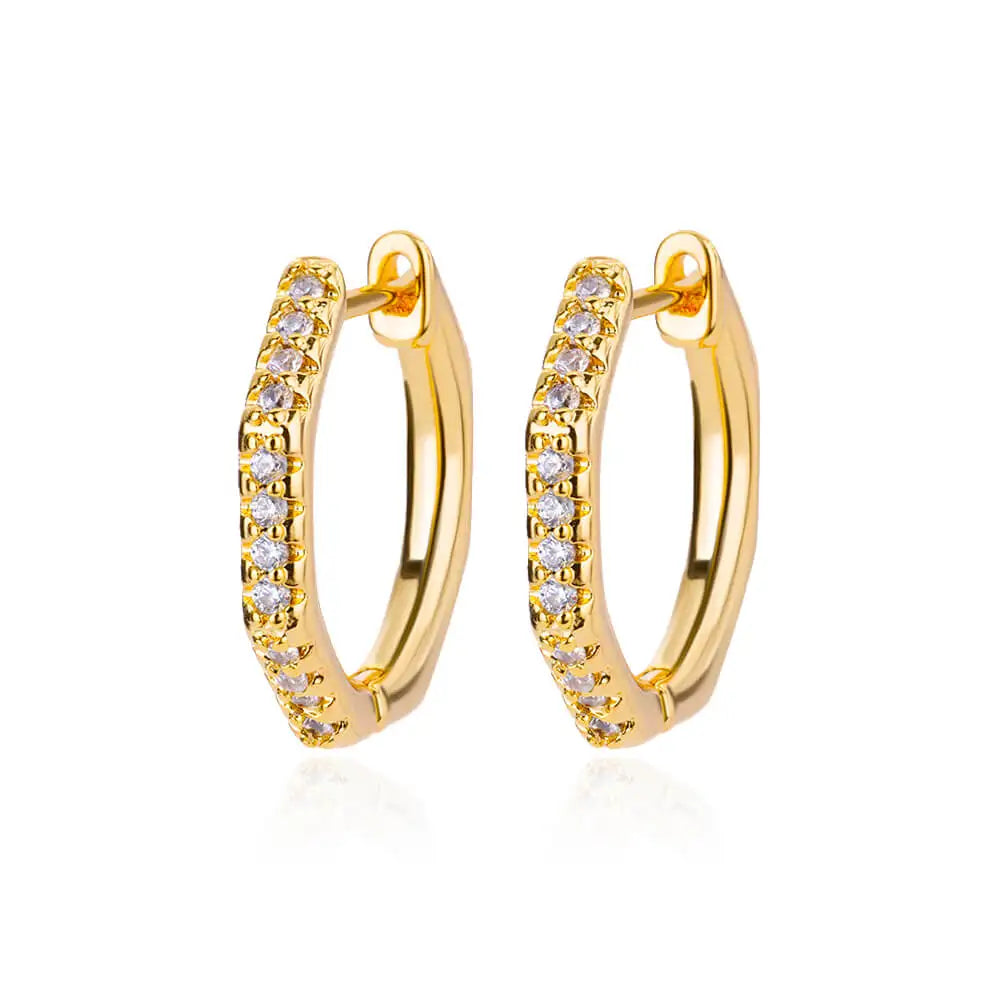 Zirconia Polygon Earrings for Women Stainless Steel Hoop Earrings 2024 Trend Femme Bling Luxury Wedding Jewelry aretes mujer