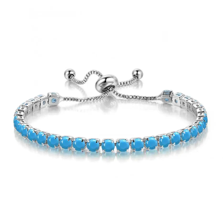 Adjustable Colorful Birthstone Tennis Bracelets for Women 4MM Crystal Bangle Girls Hand Chain Trend Jewelry Accessories H133