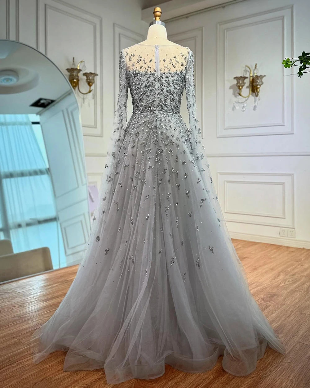 Luxury Elegant Turquoise Evening Dress Gown with Cape  for Formal Occasion 2025 LA72965 Serene Hill Customized