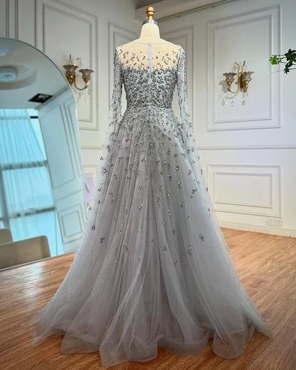 Luxury Elegant Turquoise Evening Dress Gown with Cape  for Formal Occasion 2025 LA72965 Serene Hill Customized