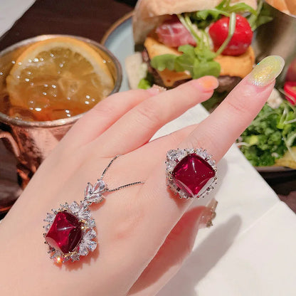 Imitation Jewelry Set Diamond Explosion Flash Hot New Luxury Pendant Necklace Female Earrings Set