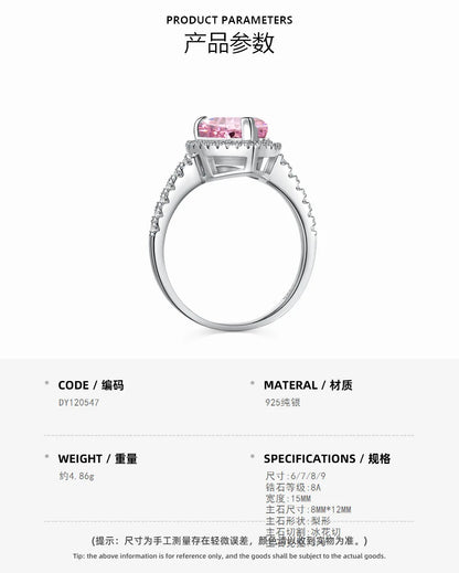 EUREKA 925 Sterling Silver Crushed Ice Cut Lab Pink Sapphire Gemstone Ring For Women Wedding Engagement Jewelry