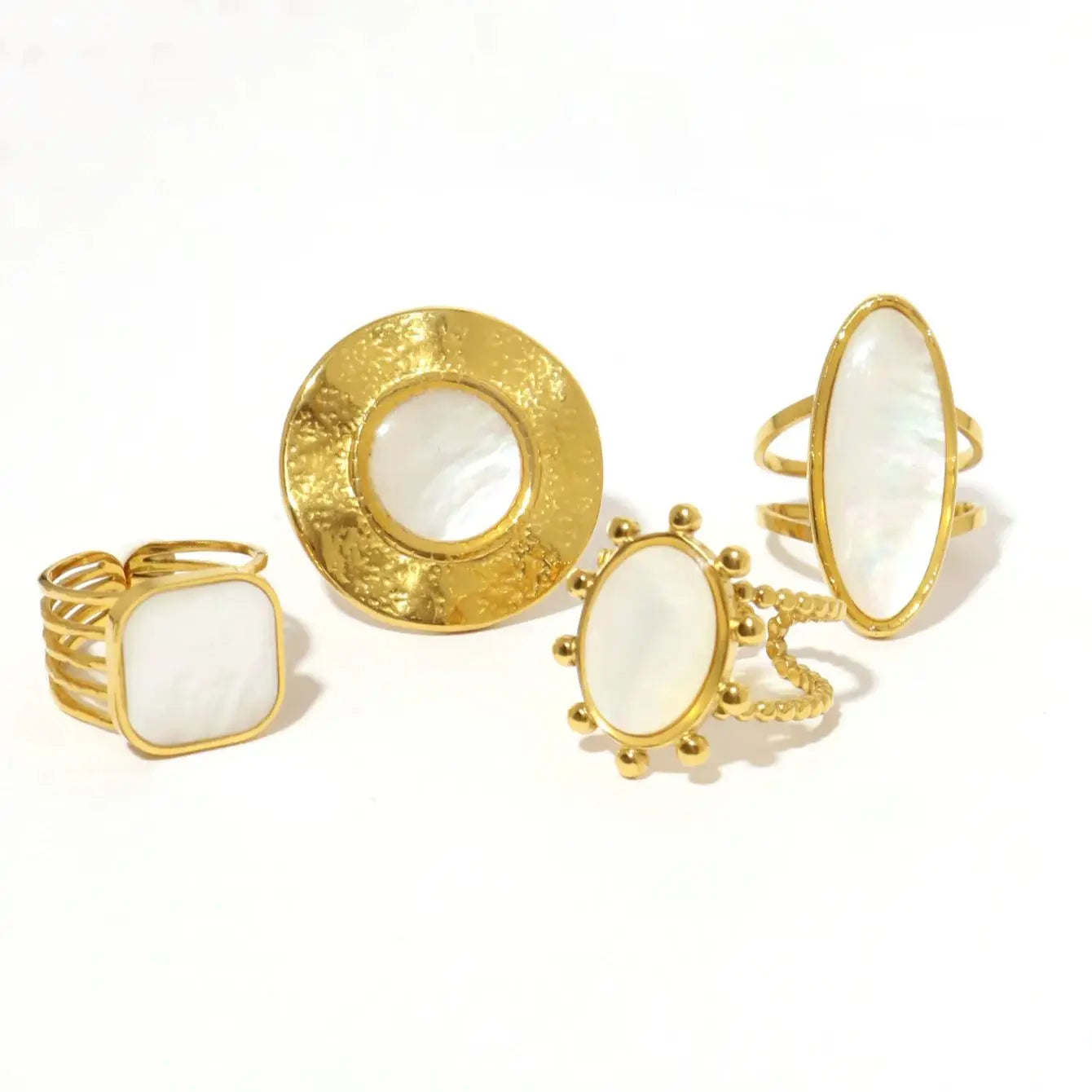 Fashion Shell Stainless Steel 18K Gold Plated Adjustable Opening Rings  for Women Engagement Party Gift Temperament Jewelry 2025