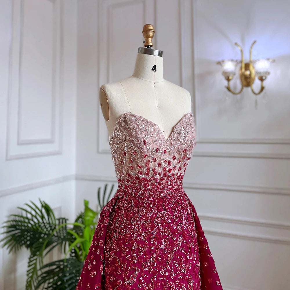 Serene Hill Blue Mermaid High Split With Skirt Sweetheart Strapless Beaded Party Dresses  Women Evening 2025 LA71796 Customized