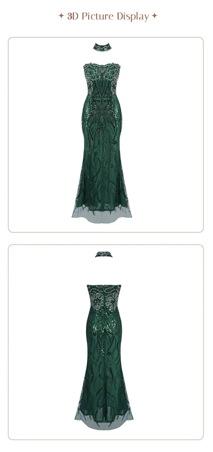 VC Enchanting Sleeveless Beaded Strapless Dress for Special Occasions Party Evening Gown