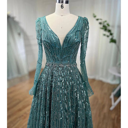 Serene Hill Muslim Designer  Caramel A Line Elegant Beaded Evening Dresses Gowns For Party 2025 LA71940 Customized