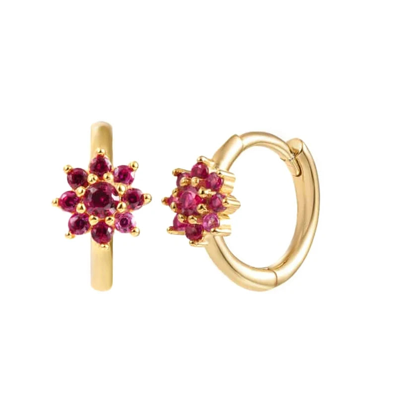 925 Sterling Silver Ear Needle Fashion Exquisite Hoop Earrings  Classic Rose Red Series Earrings for Women Patty Jewelry Gift