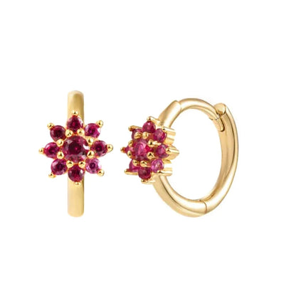 925 Sterling Silver Ear Needle Fashion Exquisite Hoop Earrings  Classic Rose Red Series Earrings for Women Patty Jewelry Gift