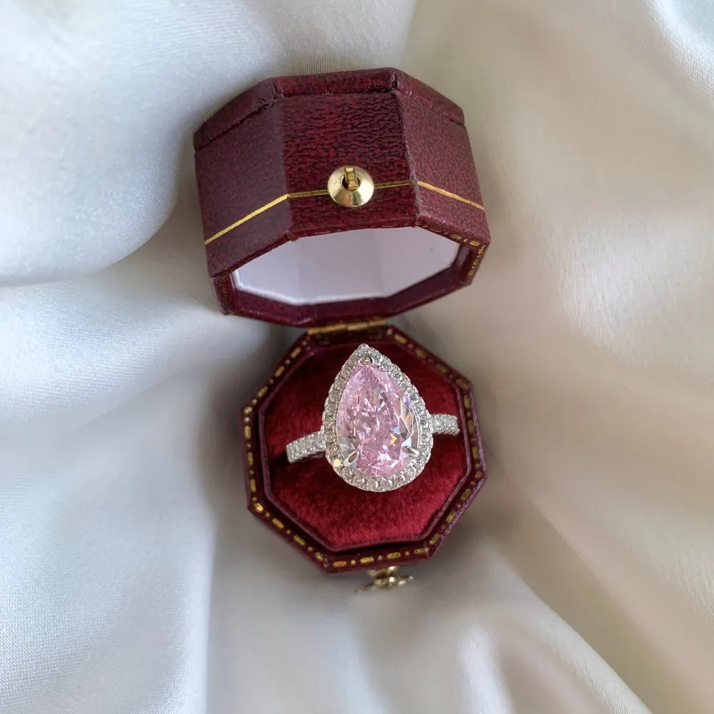 EUREKA 925 Sterling Silver Crushed Ice Cut Lab Pink Sapphire Gemstone Ring For Women Wedding Engagement Jewelry