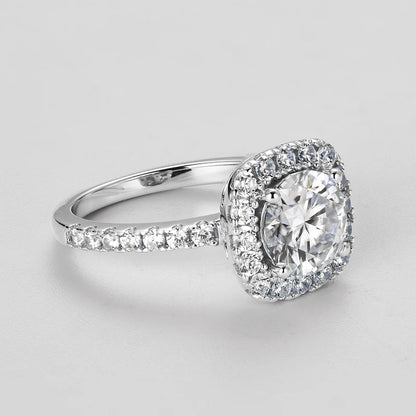 RAPRGOLD 2CT D Color Moissanite Ring s925 Sterling Silver Brilliant Diamond Halo Engagement Rings for Women Fine Jewelry Gifts
