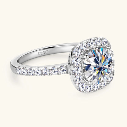 RAPRGOLD 2CT D Color Moissanite Ring s925 Sterling Silver Brilliant Diamond Halo Engagement Rings for Women Fine Jewelry Gifts