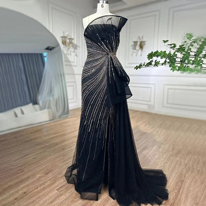 Serene Hill Dubai Green Beaded Mermaid High Split Evening Dresses 2025 Prom  For Party LA72090 Customized