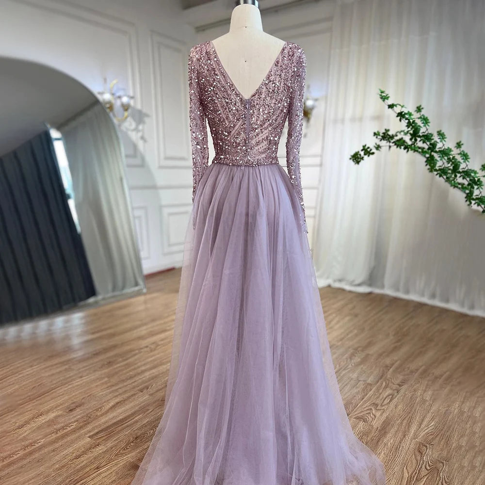 Serene Hill  Mermaid Beaded  Blue Muslim  Evening Dresses Gowns  with Detachable Skirt 2025  LA71750 Customized