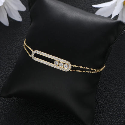 New Smooth Bead Move Charm Bracelet Design Geometric Full Microl Zirconia Wedding Engagement Women Bangle Fashion Jewelry B097