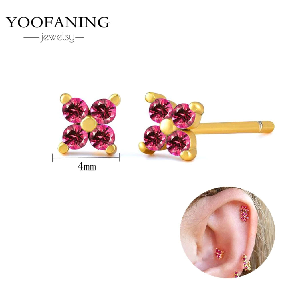 925 Sterling Silver Ear Needle Fashion Exquisite Hoop Earrings  Classic Rose Red Series Earrings for Women Patty Jewelry Gift