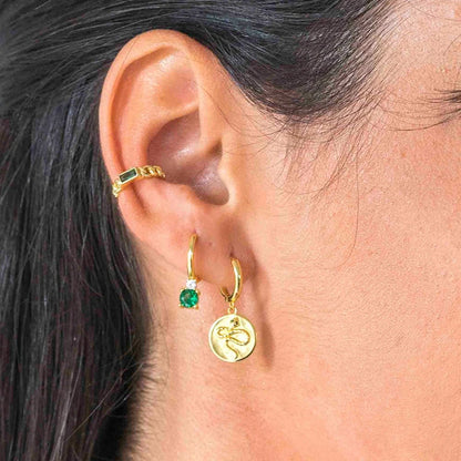 925 Sterling Silver Needle Luxury Green Zircon Pendant Earrings Trend Gold Color Small Hoop Earrings for Women Fashion Jewelry
