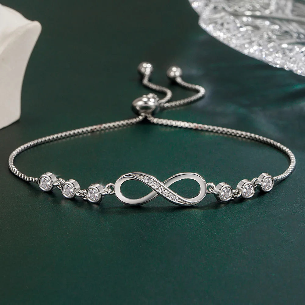 925 Sterling Silver luxury Crystal Bracelets for Women Fashion Street Versatile Jewelry Party Wedding Accessories Christmas Gift