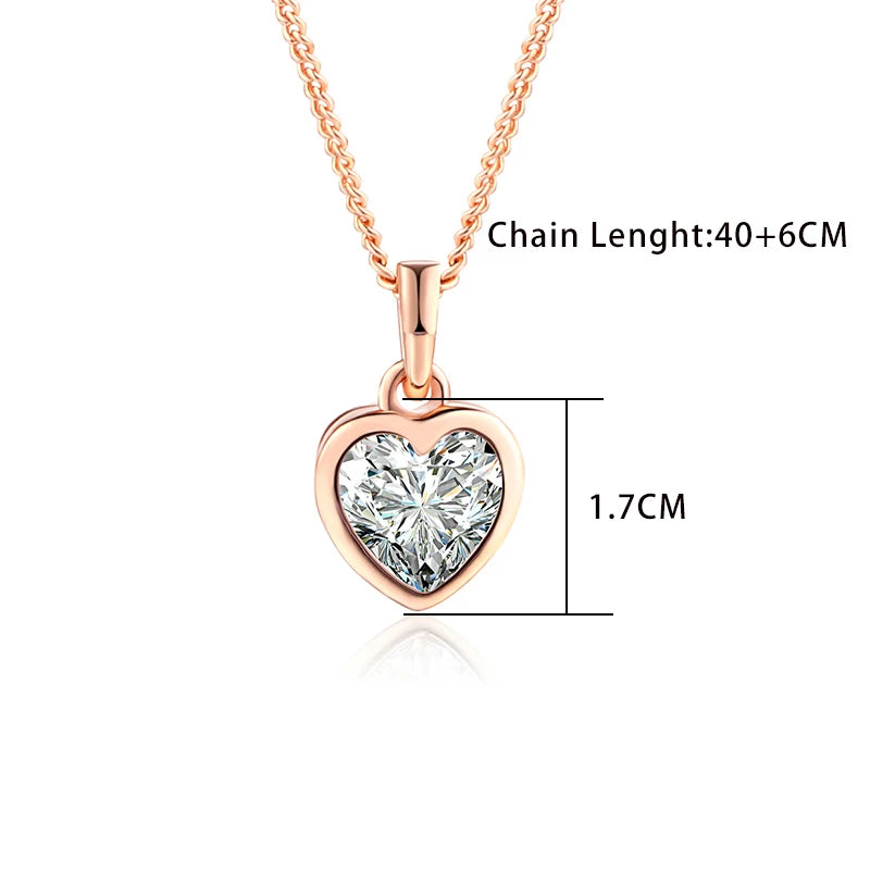 Minimalist Simple Crystal Pendants Necklaces For Women Charms Zirconia Necklace Rose Gold Color Fashionable Neck Jewelry Gifts