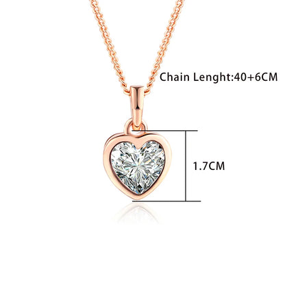 Minimalist Simple Crystal Pendants Necklaces For Women Charms Zirconia Necklace Rose Gold Color Fashionable Neck Jewelry Gifts