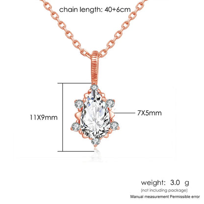 Minimalist Simple Crystal Pendants Necklaces For Women Charms Zirconia Necklace Rose Gold Color Fashionable Neck Jewelry Gifts