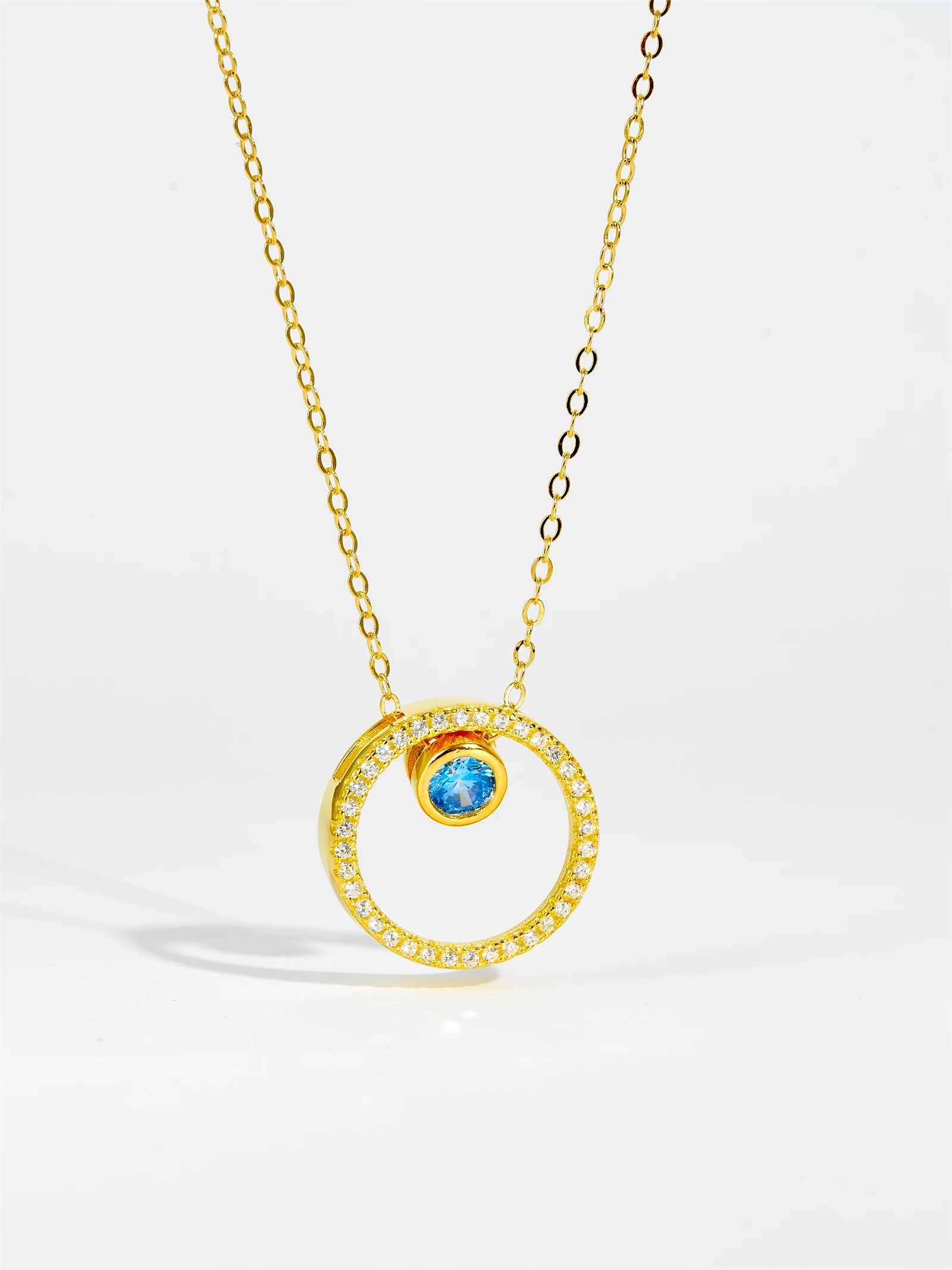 DPLAOPA 925 Sterling Silver Blue Crystal CZ Circle Pendant Zircon Move Triple In 3 Wearing Necklace Luxury Fine Jewelry