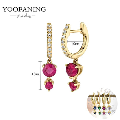 925 Sterling Silver Ear Needle Fashion Exquisite Hoop Earrings  Classic Rose Red Series Earrings for Women Patty Jewelry Gift