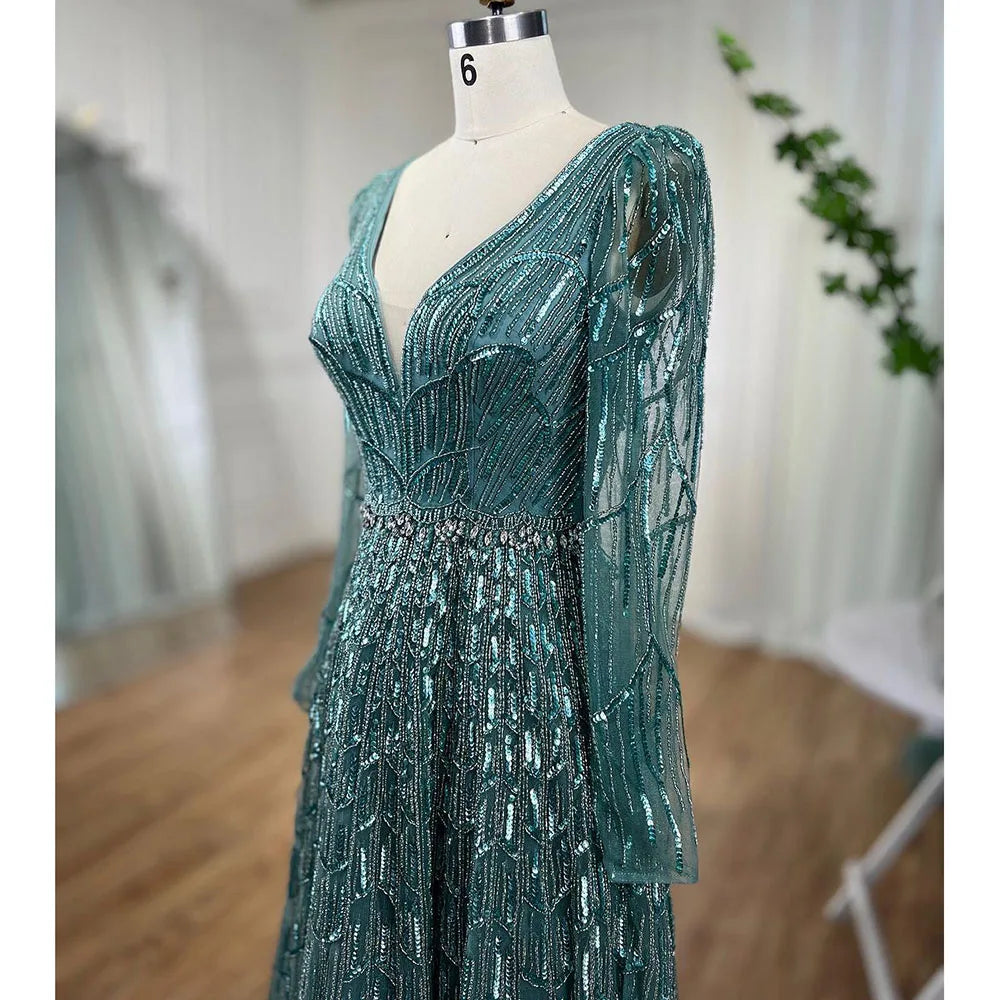 Serene Hill Muslim Designer  Caramel A Line Elegant Beaded Evening Dresses Gowns For Party 2025 LA71940 Customized